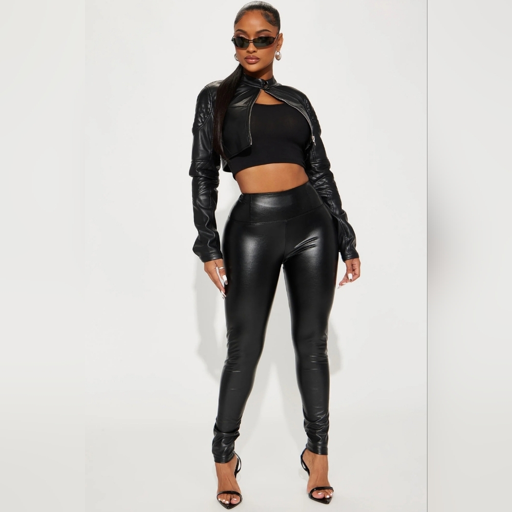 Fashion Nova Faux Leather Tummy Tuck Leggings
